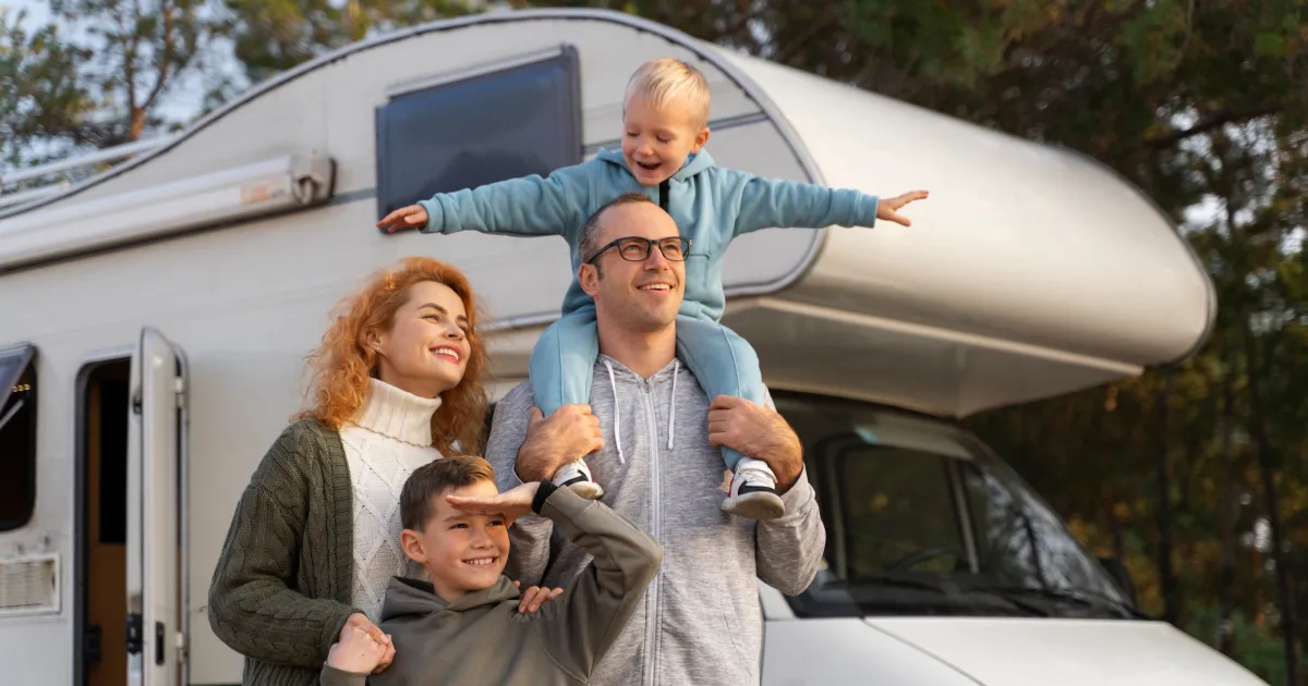 Family Enjoying a Vacation with Campervan